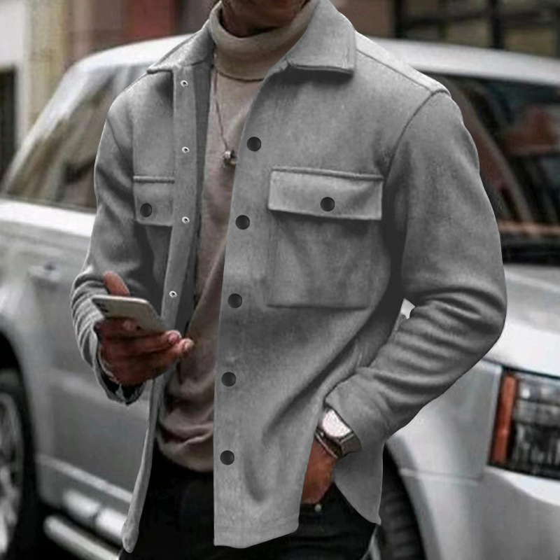 Men's clothing Spring and Autumn casual men's velvet lapel top single breasted solid color slim jacket outer_voghion.com