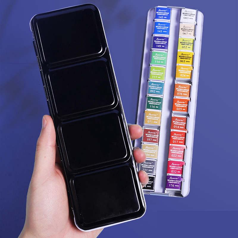 Xiupu sólido acuarela pintura acuarela herramienta traje principiante arte estudiante pintura portátil color nacarado