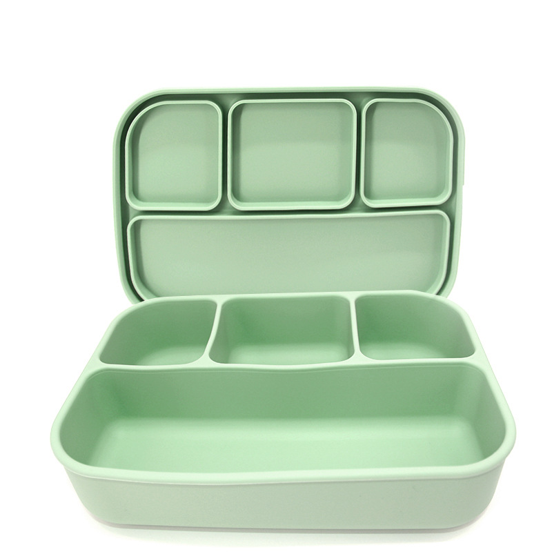 Grado alimenticio silicona cuadrícula caja de almuerzo de silicona caja de almuerzo de gran capacidad oficina estudiantes pueden microondas caja de almuerzo