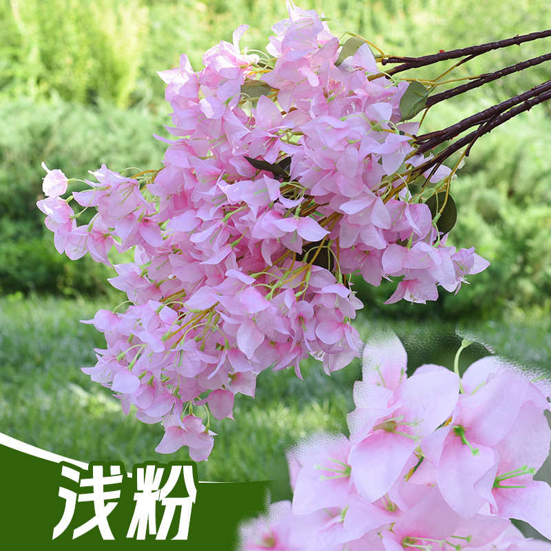 模擬三角梅の枝、造花、家の装飾、結婚式のアーチ、天井の造園、装飾花、緑の植物、造園|undefined