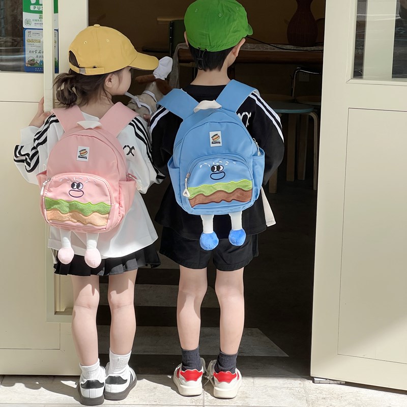 Jardín de infantes bolsas escolares de dibujos animados lindas hamburguesas mochilas para niños y niñas 2025 nueva moda mochila infantil