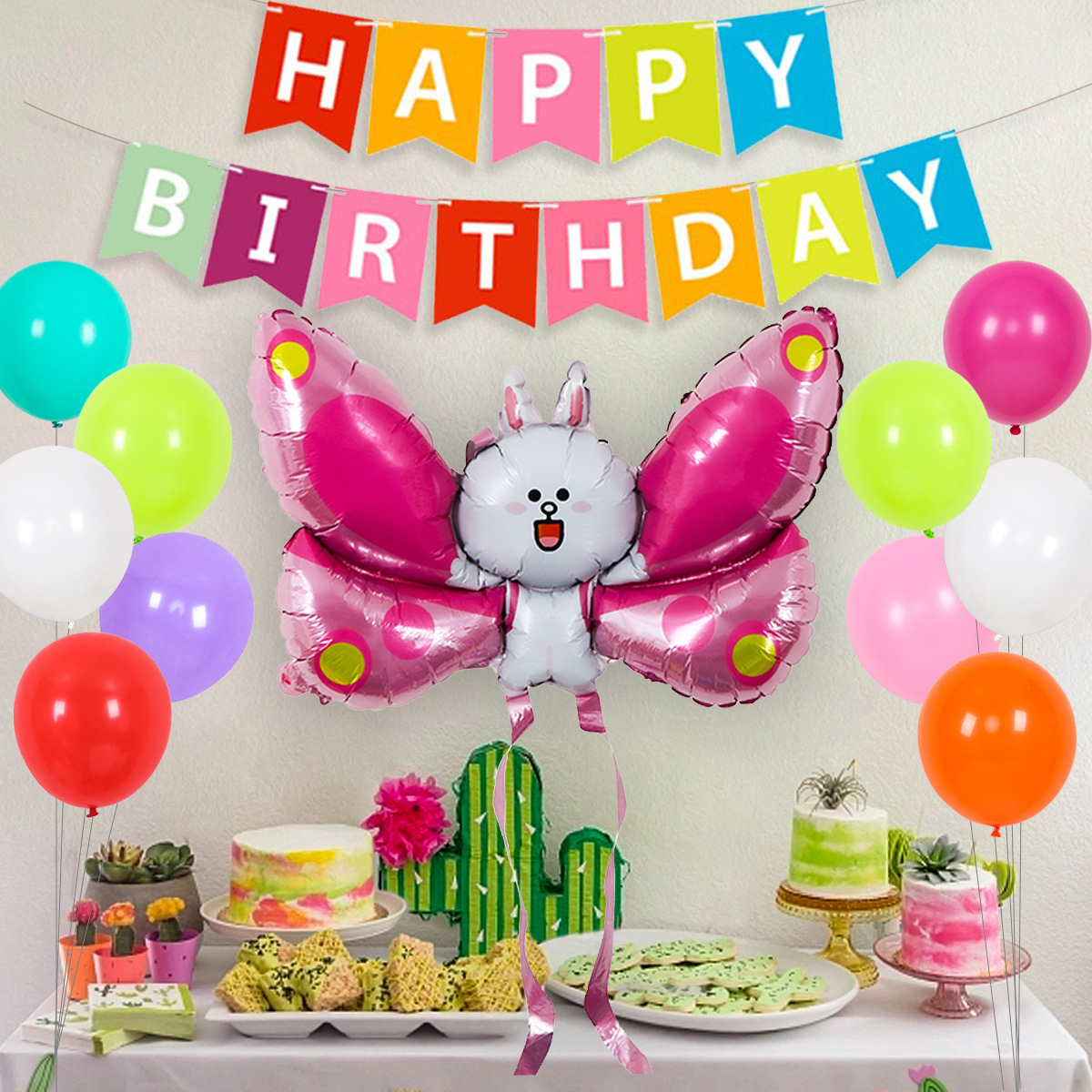 Decoración de cumpleaños del bebé decoraciones de globos traje de pared de fondo vestido de fiesta infantil traje de globo de cerdo