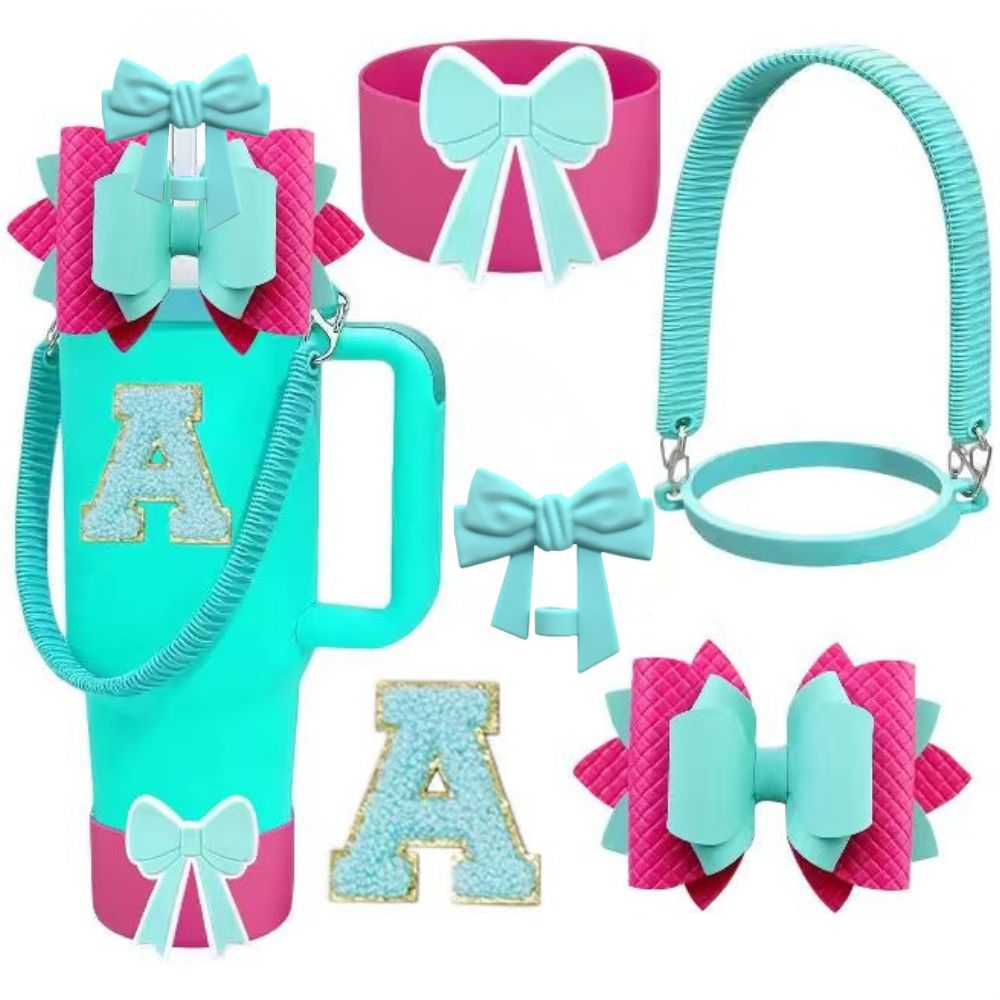 Accesorios de taza Stanley colgante de cuerda de mano flor de silicona gorra de paja de peluche colgante de taza cadena de taza de color cubierta de taza