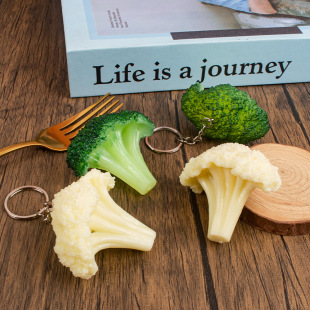 PVC Simulation Food Play Broccoli Model Vegetable Ingredients Cauliflower Keychain Dishes Decorative Ornaments Photo Props