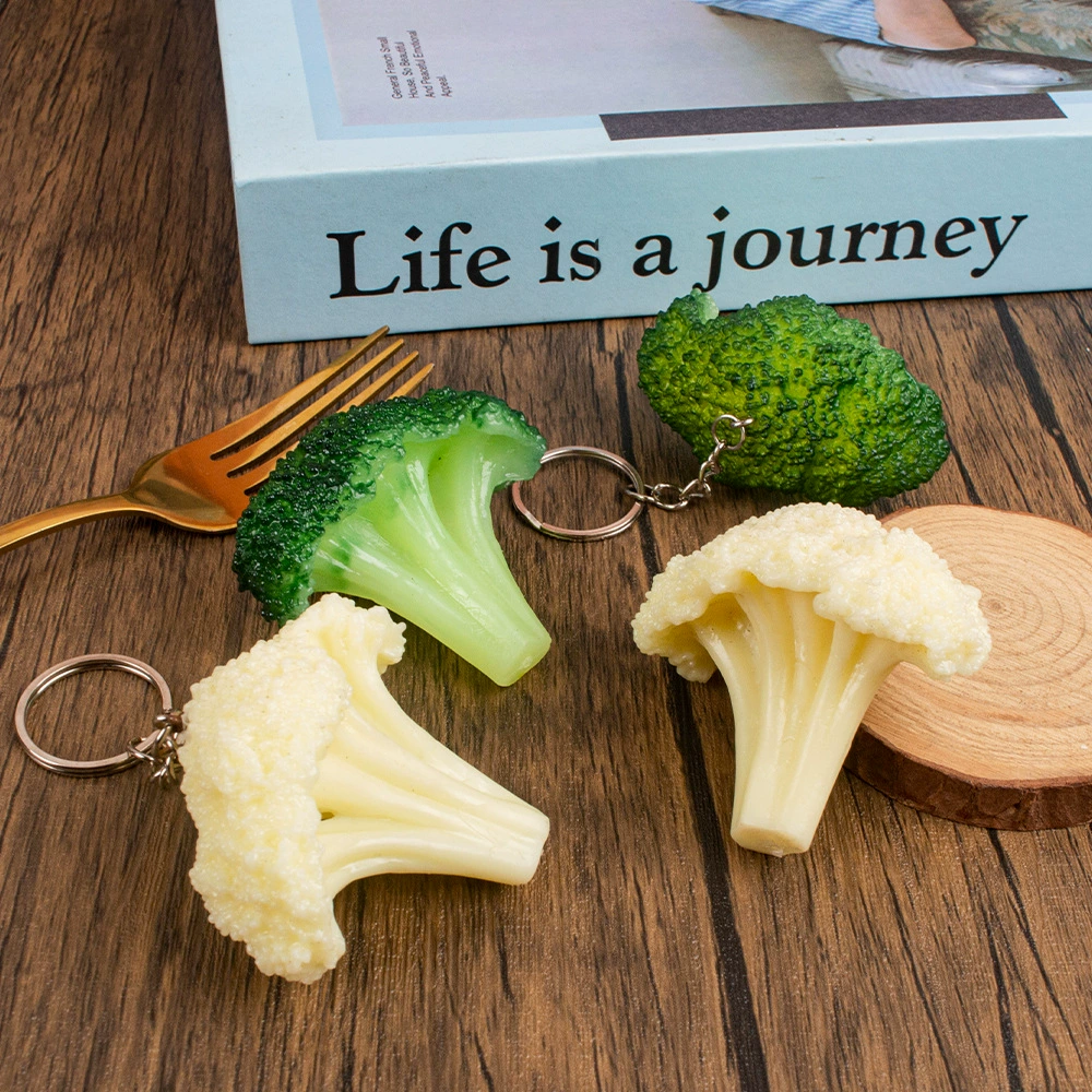 ПВХ имитация еды играть брокколи модель овощных ингредиентов цветная капуста брелок блюдо украшения фото реквизит