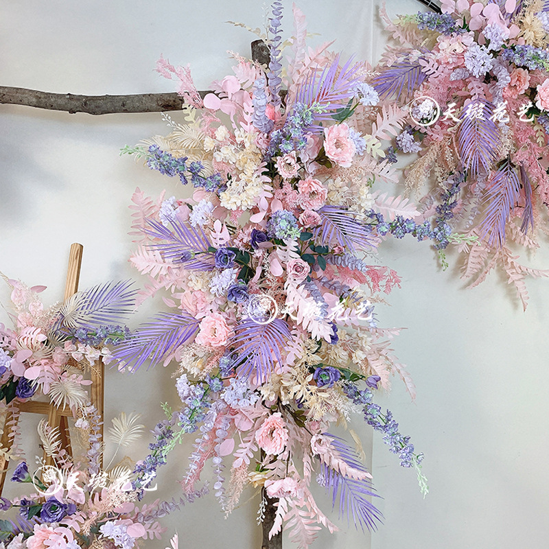紫粉色仿真角花艺装饰品壁挂摆件吊顶花家居落地植物婚庆婚礼道具