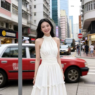 今年流行漂亮的裙子女夏季新款法式气质高级感收腰无袖挂脖连衣裙
