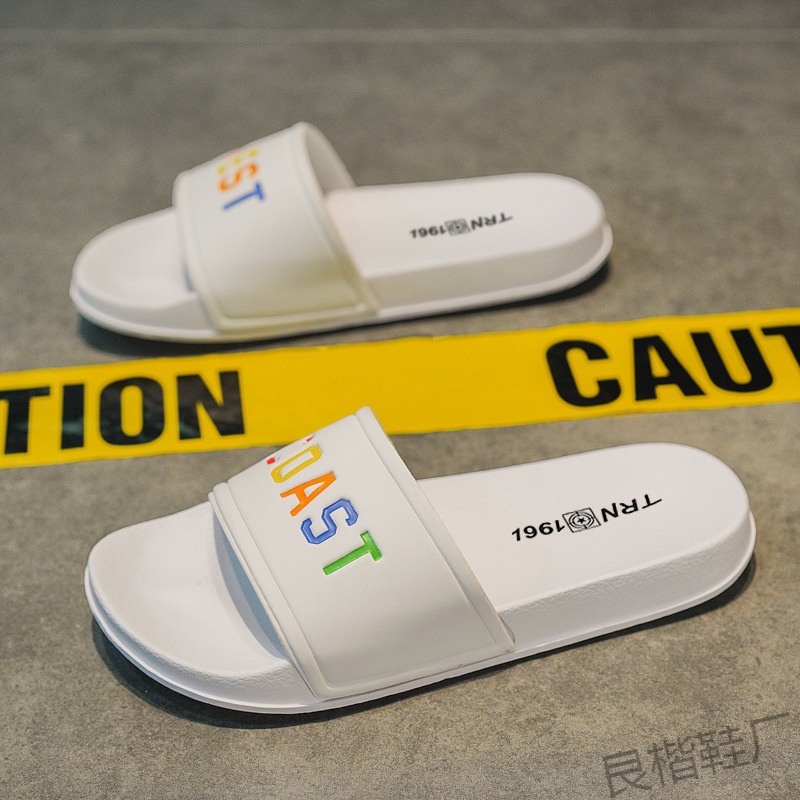 Jinjiang Factory 2025 Summer Singapore Cambodia Vietnam Men's Beach Sandals Outdoor Trendy Flat Shoes with Thick Letters