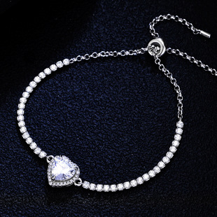 S925 Sterling Silver Heart-shaped 2 karat Mosan Diamond Bracelet Women's Hip-hop Cross-border TikTok Little Red Riding Book Amazon in stock
