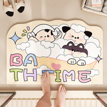 可愛卡通浴室門墊速干防滑吸水腳墊家用衛生間硅藻泥加厚地墊批發