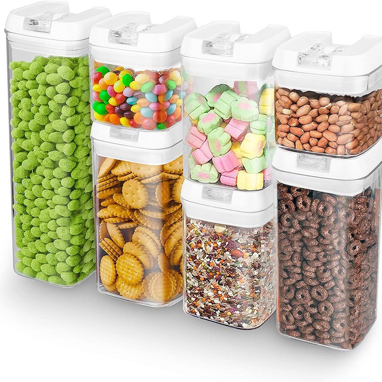 Multi-grano de almacenamiento de alimentos de cocina jarra sellada de plástico de siete piezas de almacenamiento transparente de almacenamiento de grano caja sellada a prueba de humedad