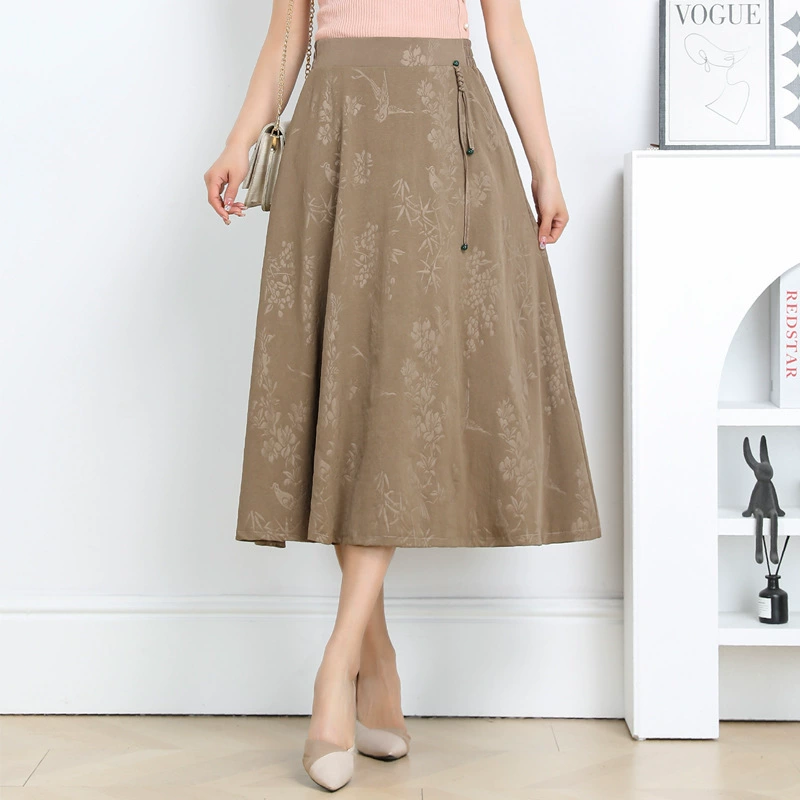 Модная юбка с летним принтом для мамы 2025 новый средний и пожилой женский стиль