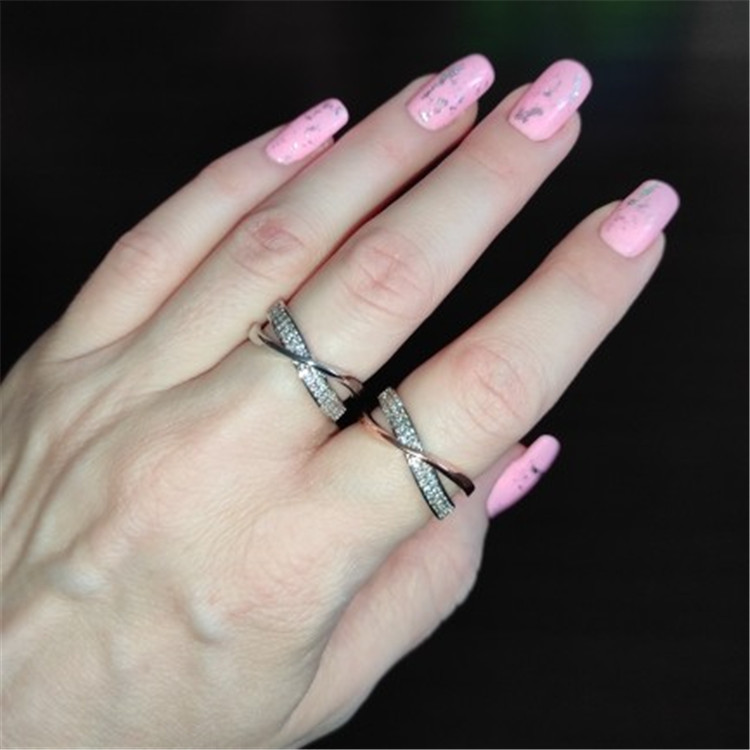 1 Piece Fashion Double Ring Alloy Plating Inlay Artificial Gemstones Women's Rings display picture 5