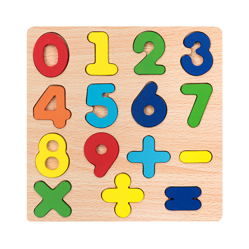 Rompecabezas de números de madera para niños, rompecabezas de letras, gráficos geométricos, juego cognitivo, agarre de mano, juguetes educativos de educación temprana