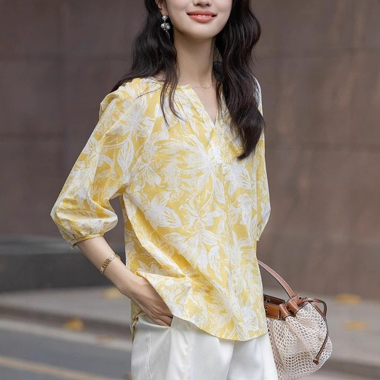 Summer elegant yellow removable shirt