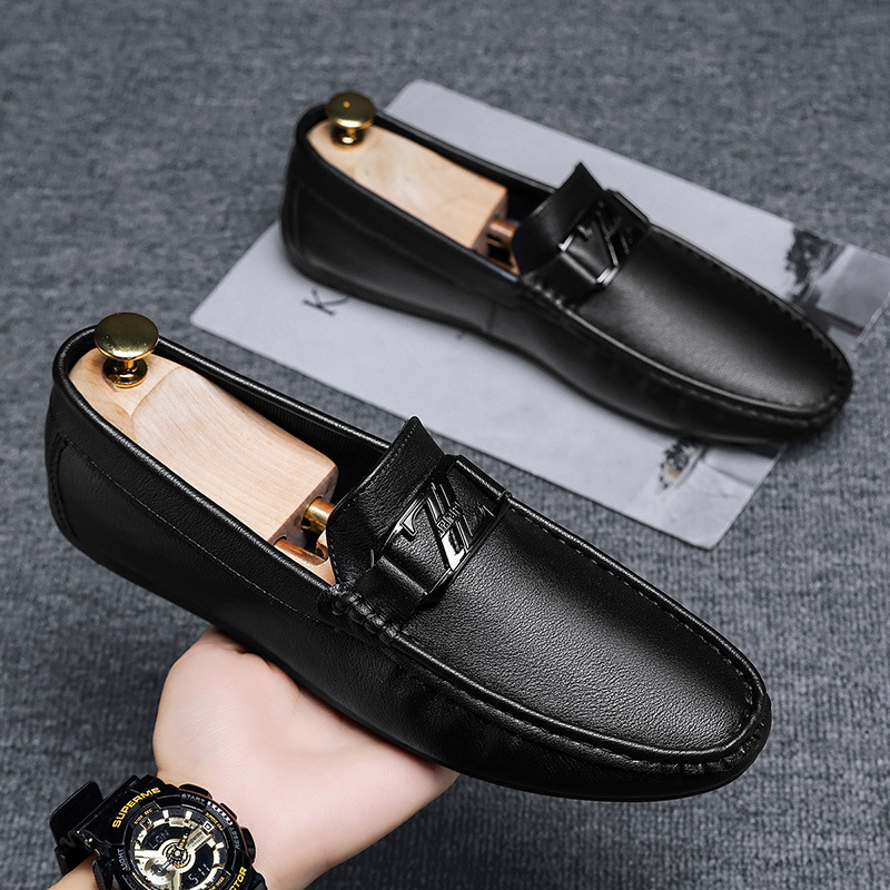 Putian Dou Dou Zapatos de sol suave para hombres perezoso un pedale de zapatos de hombre 2025 nuevas cuatro estaciones para conducir zapatos casuales para conducir zapatos de cuero