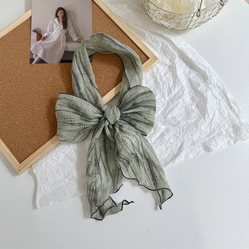 Pañuelo de seda de alta calidad nuevo estilo teñido anudado decoración bufanda pequeña bufanda delgada pañuelo en la cabeza cinturón para el cabello con cinta para el cabello cinturón multiusos