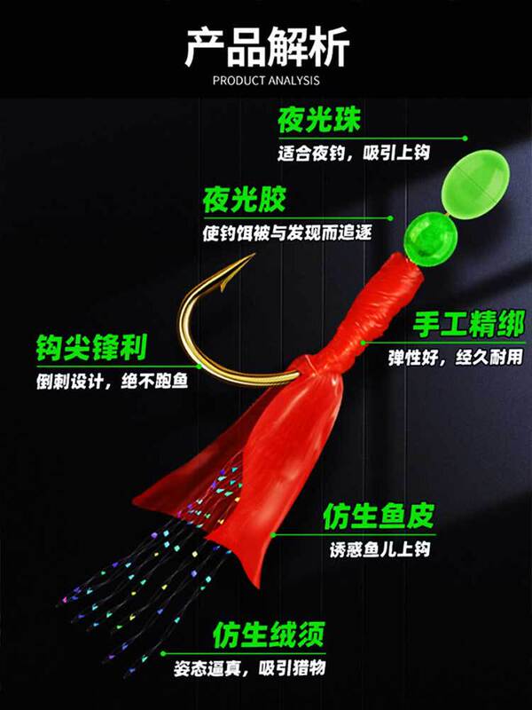 翘嘴白条鱼皮仿生虾皮串钩红皮亮皮鱼钩仕挂路亚假饵金丸世虾皮钩|undefined