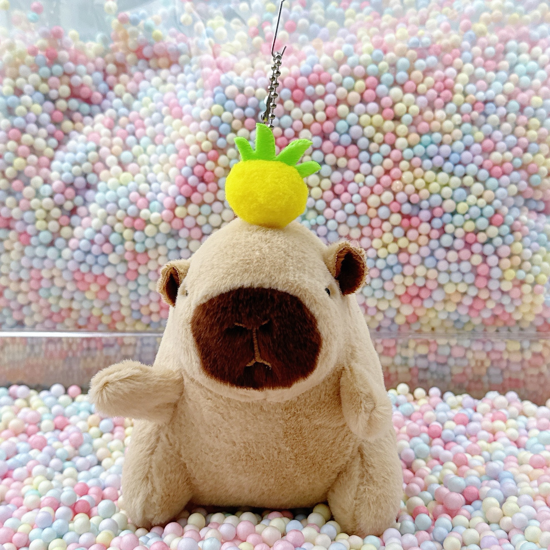 라이트 브라운 파인애플 카피바라 + 비즈 체인