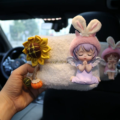 supplies women, Car tissue box/set - flower-annie-purple-lamb-velvet-paper-set