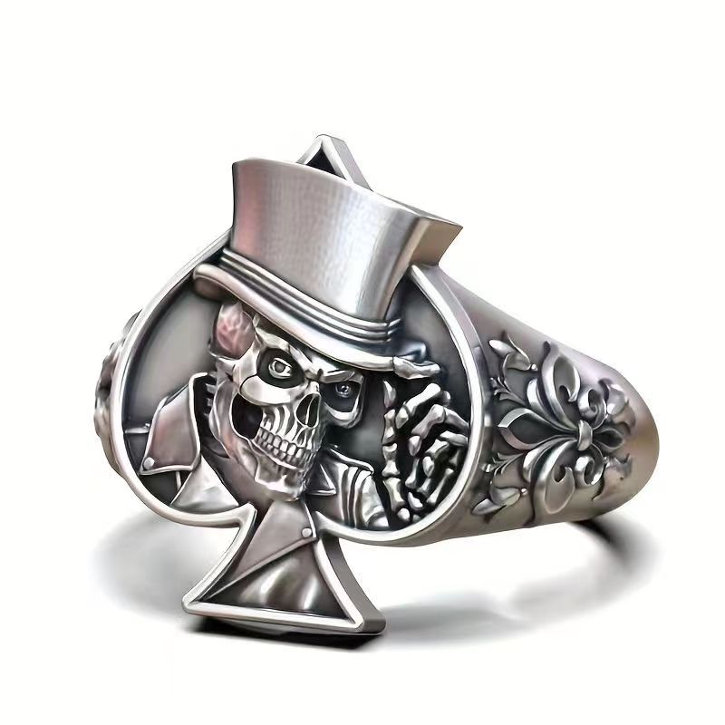 Plating Design Gothic Hip-Hop Retro Skull Zinc Alloy Plating Halloween Men's Rings