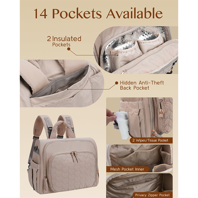 Amazon nuevo bolso de pañales bolso de mano bolso de pañales portátil mochila de aislamiento térmico pañales correa de hombro