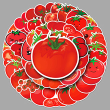 50張番茄貼紙卡通西紅柿紅色蔬菜diy防水裝飾電腦手機殼手賬貼紙