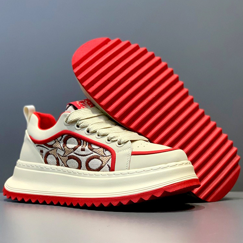 メンズシューズ 2025 春の新作刺繍プリント多用途スポーツとレジャースニーカー夏通気性向上お父さんトレンディな靴|undefined