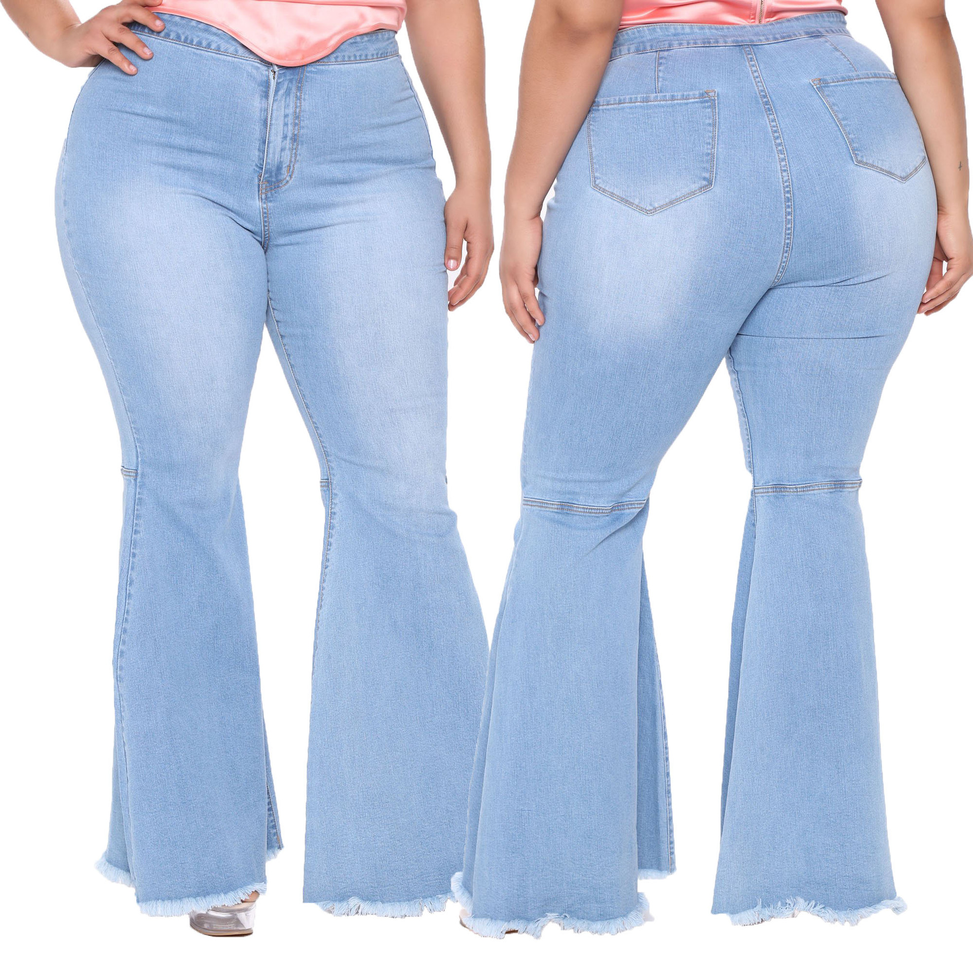 pantalones vaqueros acampanados de talla grande de pierna ancha delgada nihaostyles ropa al por mayor NSSF89988