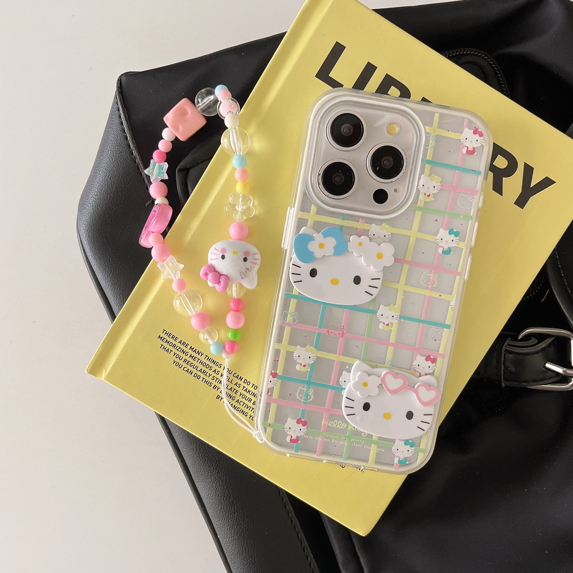 Divertido gato KT a rayas de color de dibujos animados para Apple 16ProMax personalidad 15Pro funda para teléfono móvil 14/13 nuevo 16