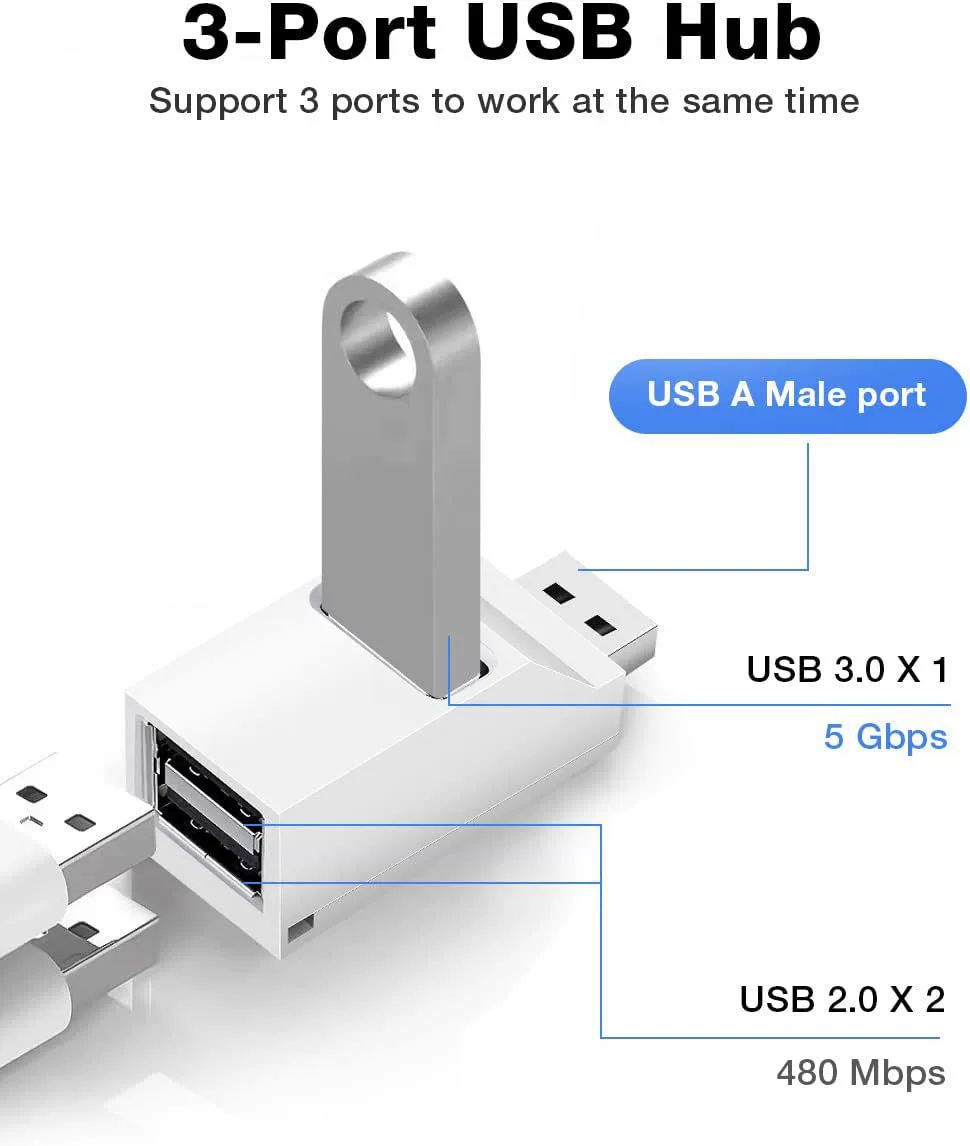 Мини-сирена портативная 3-портовая USB 3.0 быстрая док-станция, автомобильный USB-хаб-разветвитель