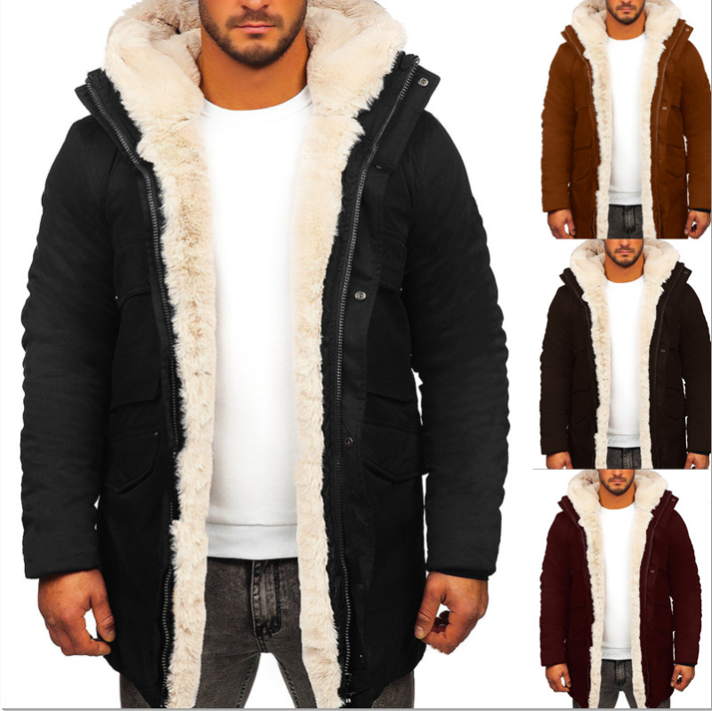 2023 Independent Brand Suede Faux Fur Jacket Men's Thick Winter Coat Amazon