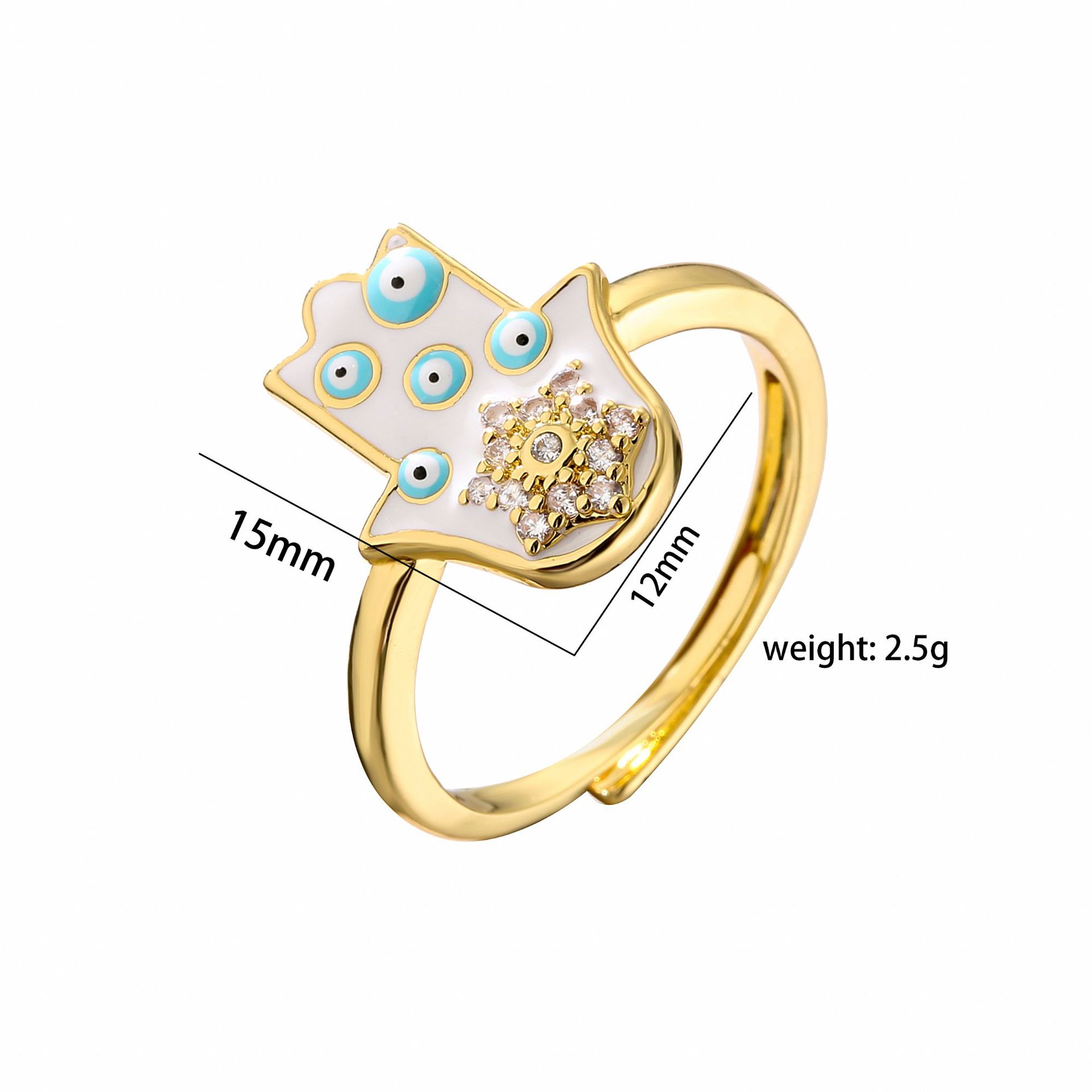 Fashion Devilu0027S Eye Palm Copper Irregular Inlay Zircon Rings 1 Piece