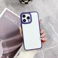人気はiphone16 promax金物レンズ枠にアルファベットXRカラーエッジ透明アクリル携帯ケースがついている