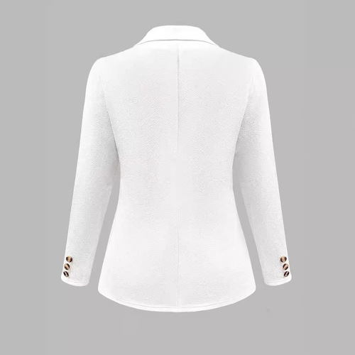 Cross-border foreign trade European and American women's clothing 2024 autumn and winter solid color lapel suit long sleeve button decoration slim fit fashionable jacket