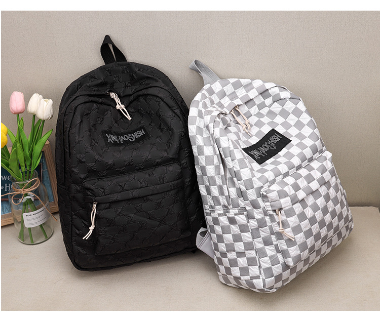 Korean ins artistic trend checkerboard checkered backpack, Japanese Harajuku style fresh and clean high school and junior high school student bag undefined