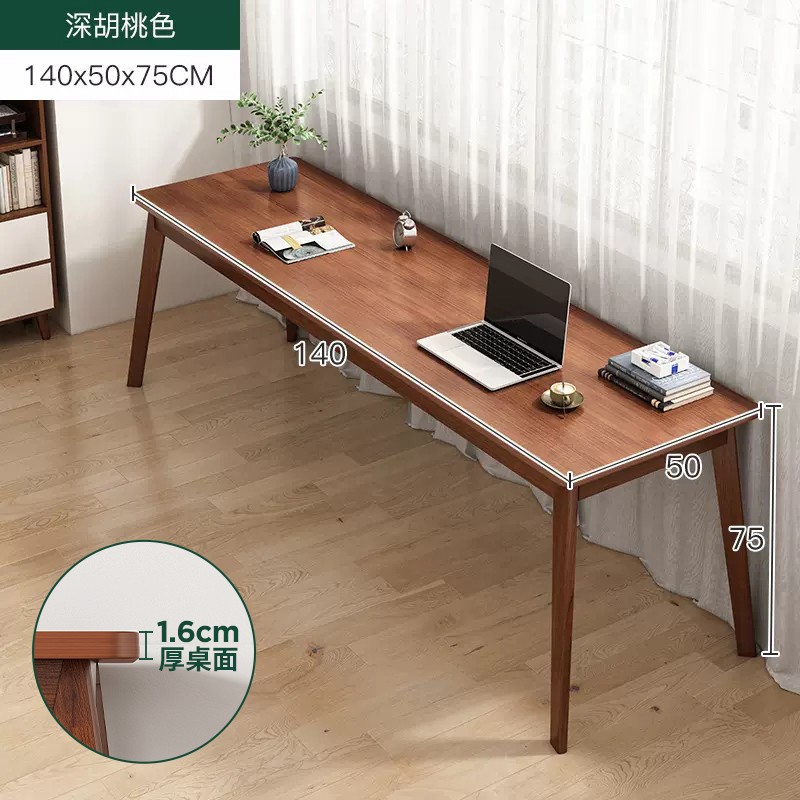 Escritorio de madera maciza para uso doméstico, escritorio doble para computadora, escritorio de oficina, mesa larga de estudio, mesa estrecha montada en la pared, banco de trabajo, rectangular.