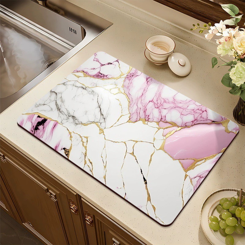 Трансграничные мраморные слитые коврики Мягкие диатомовые грязевые кухонные абсорбиционные коврики противообрастающие теплоизоляционные коврики влагопоглощающие быстро сушат столовые коврики