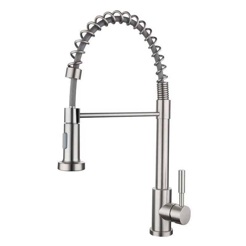 Grifos de cocina de acero inoxidable grifos de primavera transfronterizos para la cocina mayorista lavabo doble función grifos de agua caliente y fría