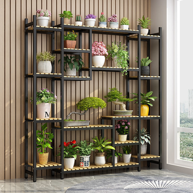 Flower trellis solid wood Iron art outdoor balcony multi-storey Florist Display rack Floor type indoor Shelf Flower trellis