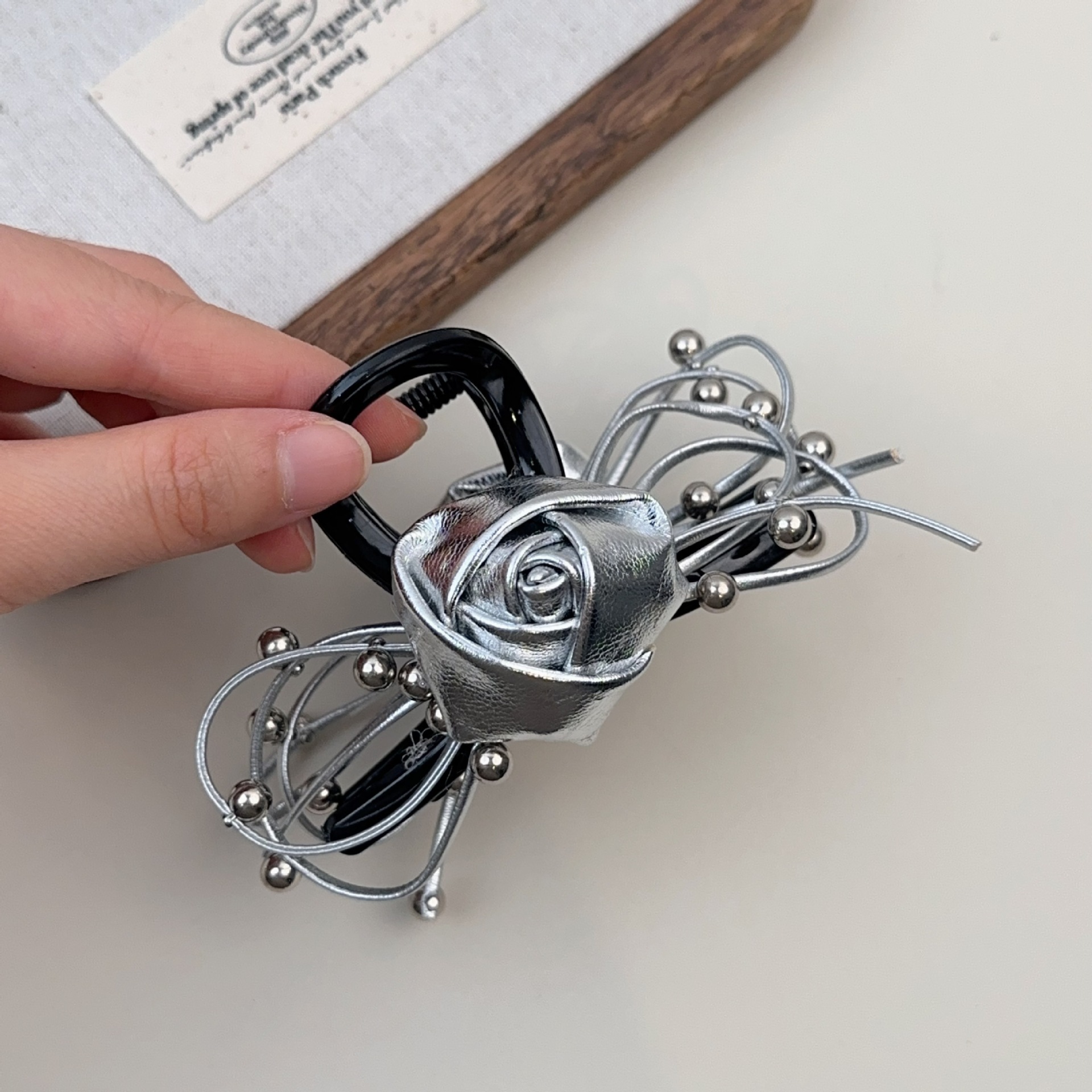 Molla per capelli a forma di rosa elegante pinza per acconciature_voghion.com