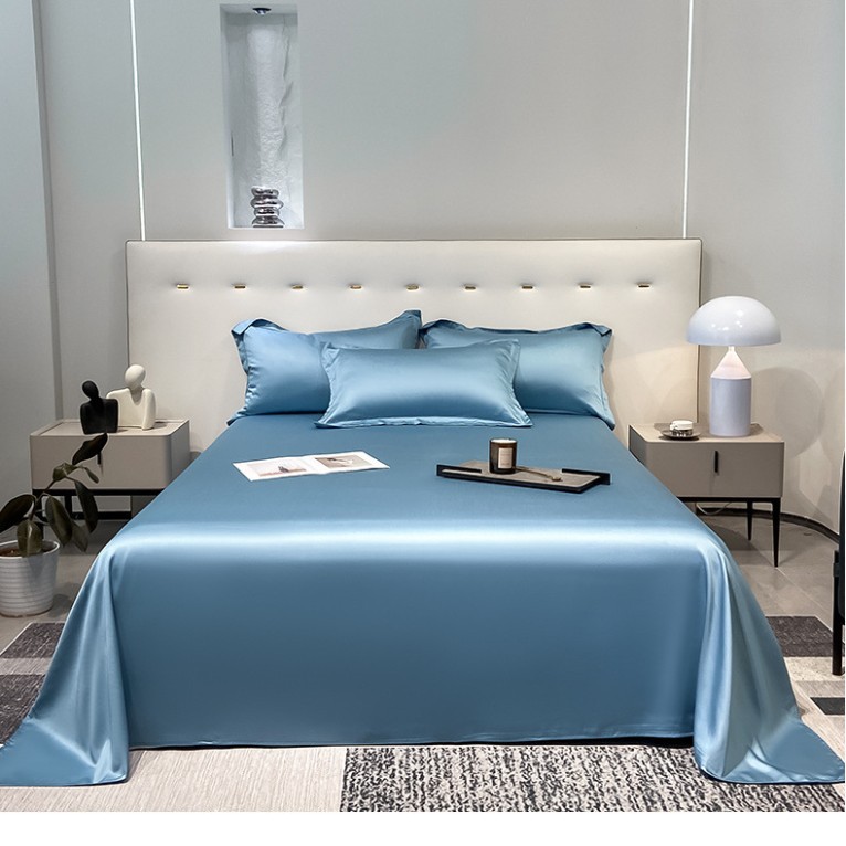 100 sábanas de verano de seda de hielo de color sólido de una sola pieza, dormitorio desnudo, edredón fresco, funda de almohada simple, juego de tres piezas
