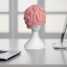 多巴胺脑花帽搞怪粉色手工针织毛线大脑抖音创意个性沙雕头套礼物