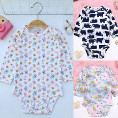 新生嬰兒衣服春夏初生寶寶長袖花朵連體衣女寶純棉三角包屁衣批發