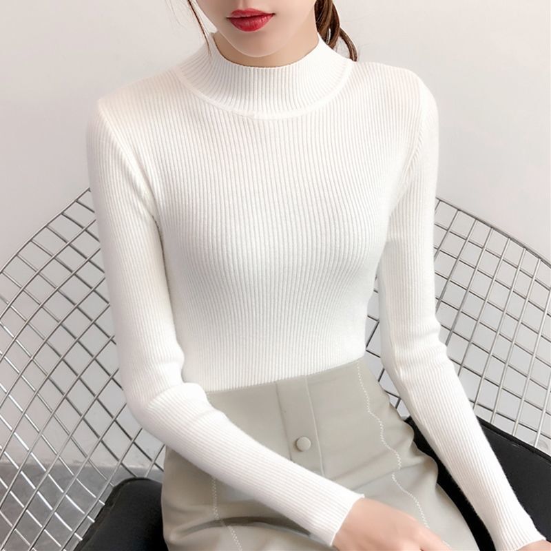2022 new half turtleneck women's sweater autumn and winter popular Western style inner wear slim-fit long sleeve bottoming shirt sweater