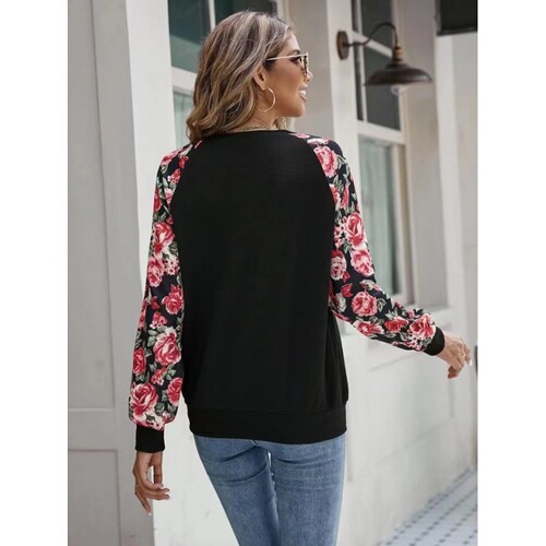  cross-border autumn new style print splicing fashionable all-matching casual sweater women's blouse