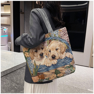 (Cross-border trading), retro shoulder bag, capacious one-shoulder bag, study bag, with embroidery