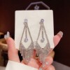 Silver needle, zirconium, fashionable earrings with tassels, silver 925 sample, light luxury style, wholesale