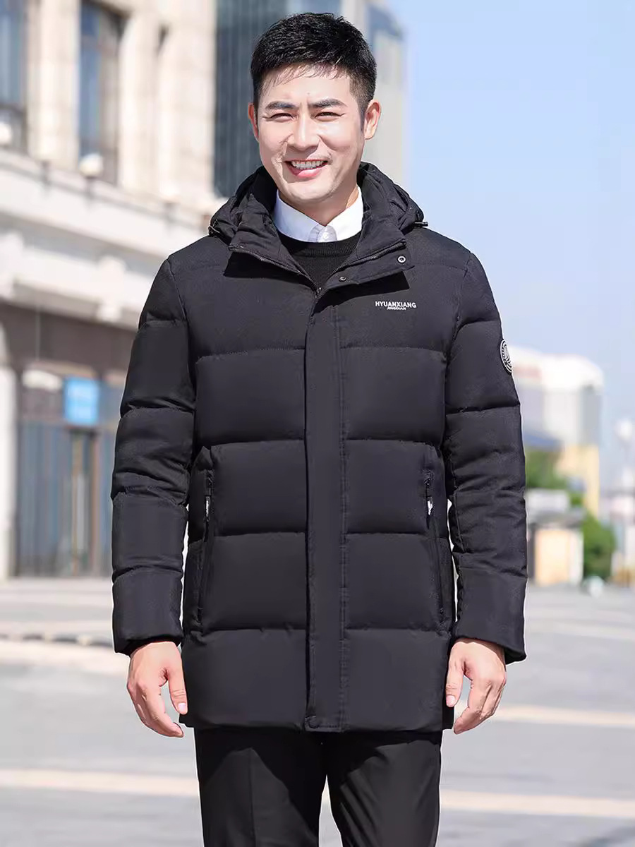 Long warm winter velvet down jacket for boys