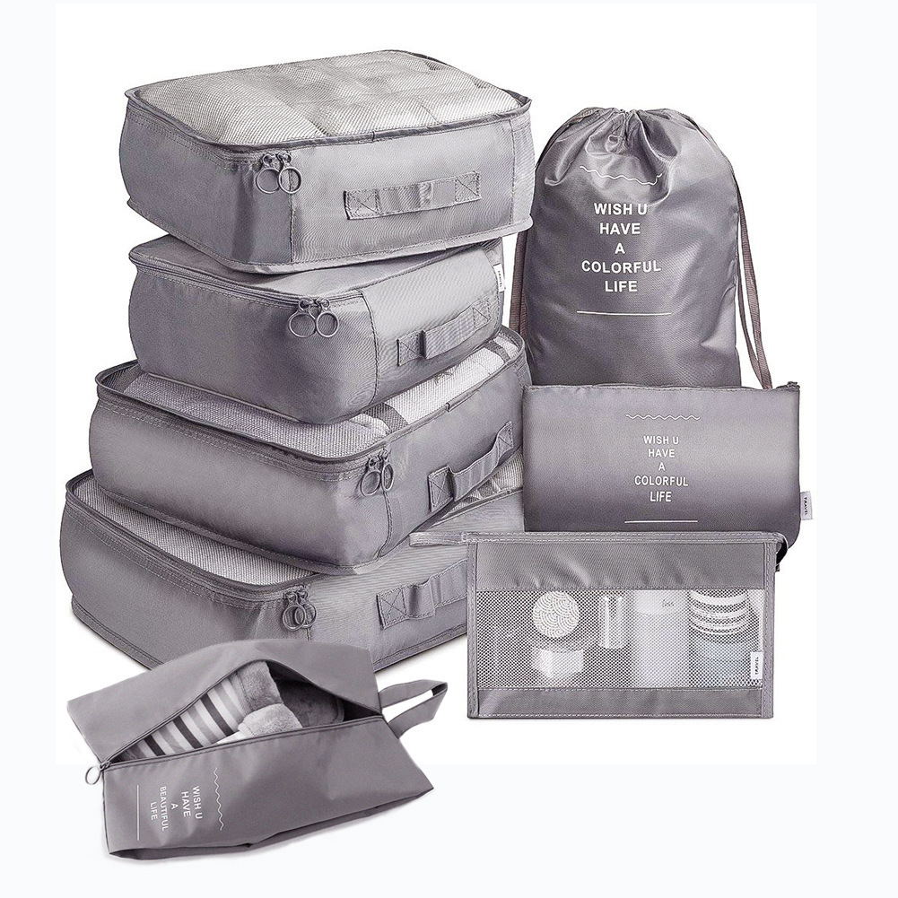 Eight-piece toiletry bag set-grey